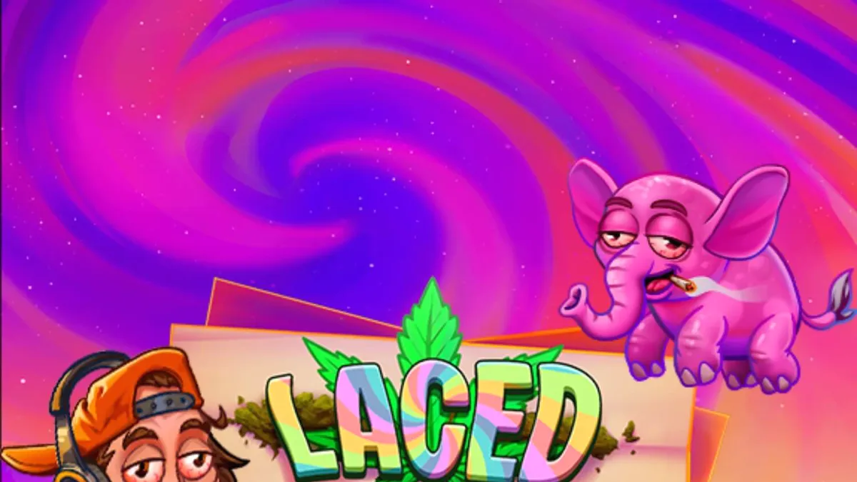 Interface do slot Laced com tema surrealista e elementos de cultura urbana